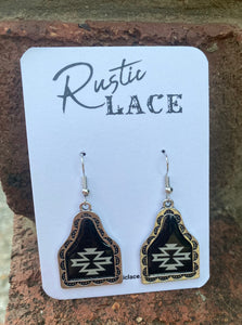 Earrings - Aztec cattle tag - Silver