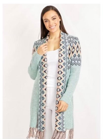Knit- Dakota Green Tassel cardigan