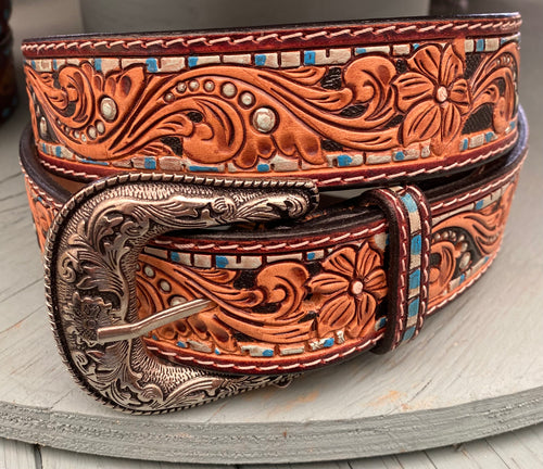 Western tooled leather belts- ADBLF108