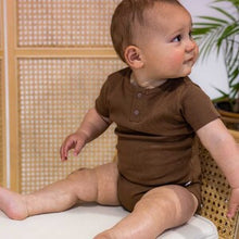 Chocolate Short Sleeve Organic Bodysuit- snuggle hunny