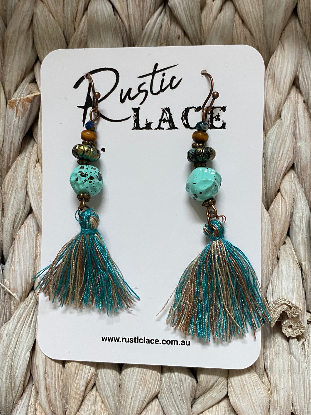 Earrings - Western Rustic Dangle - Turquoise Stone