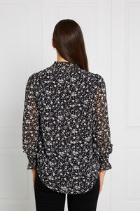 SHIRRED FLORAL BLOUSE