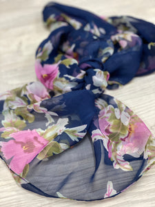 Scarf - Navy Floral Silk Feel