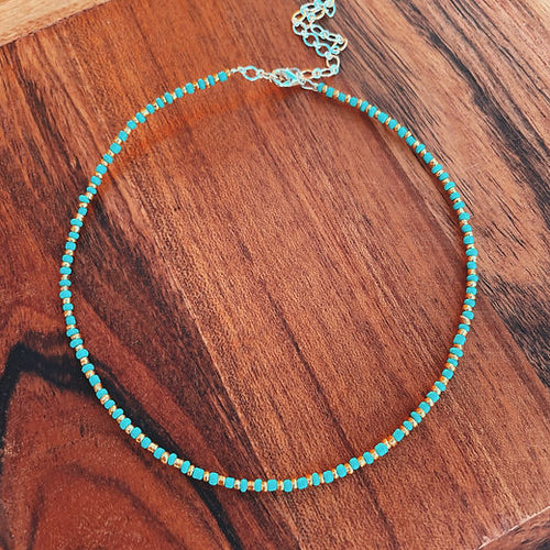 Treasure Chest Co - Choker - Turquoise and Gold - Regular