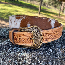Belt - Tan Cowhide and Tooled Leather