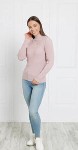POLO NECK RIBBED KNIT JUMPER~ Musk Pink
