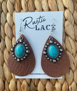 Earrings ~ turquoise and leather