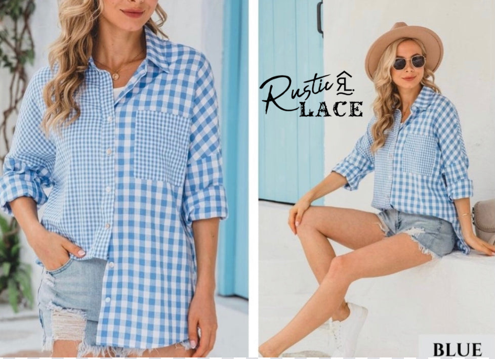 Check gingham shirt - Blue