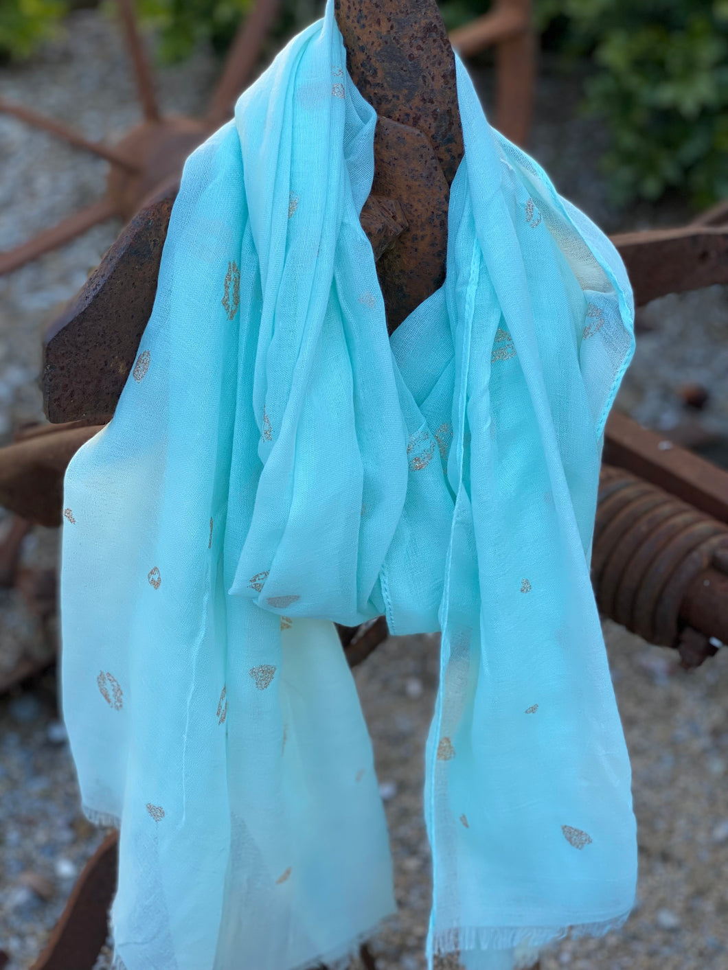 Scarf - Teal Lips and Hearts