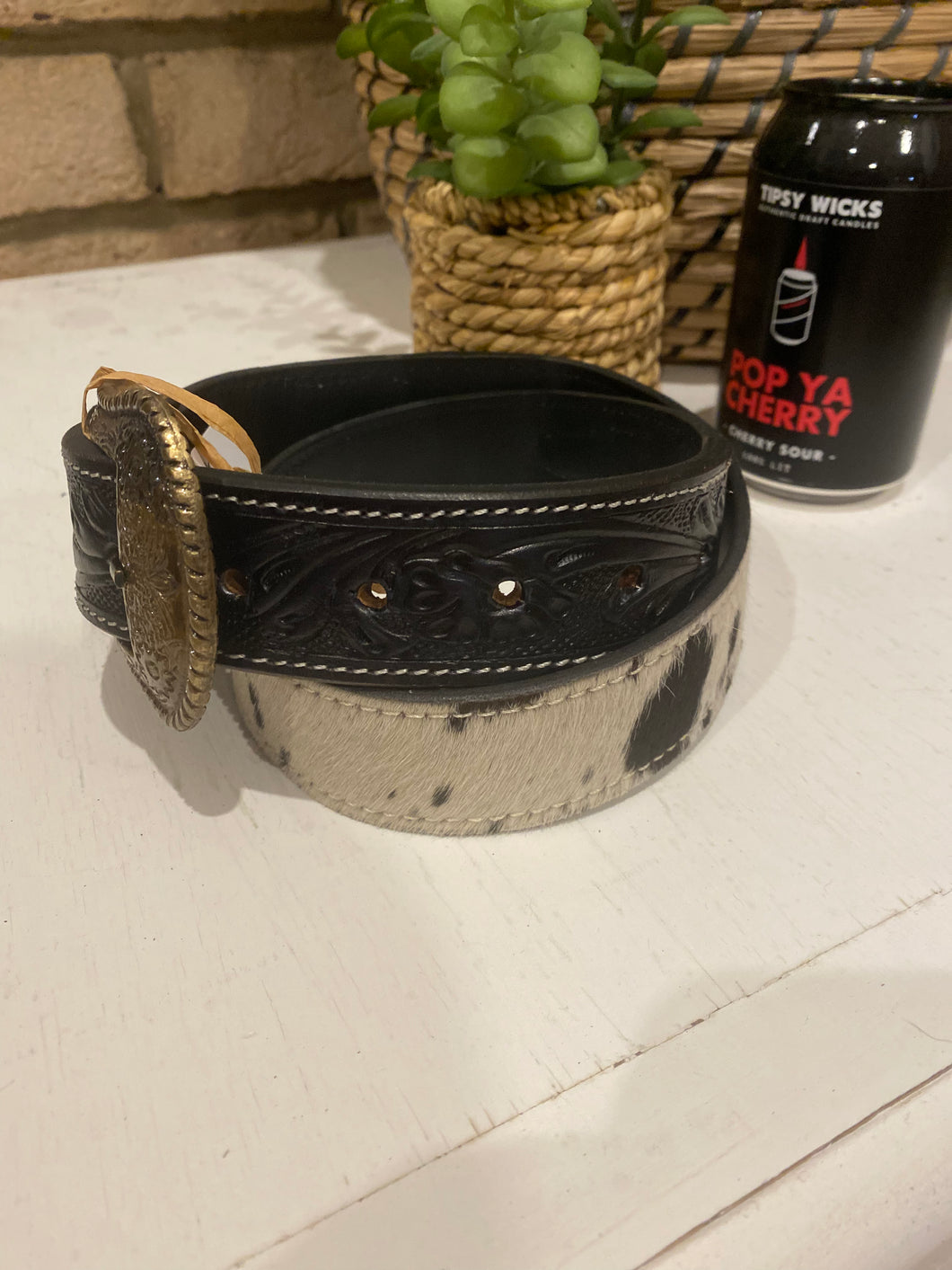 Belt - tooled leather Black