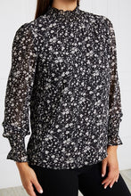SHIRRED FLORAL BLOUSE