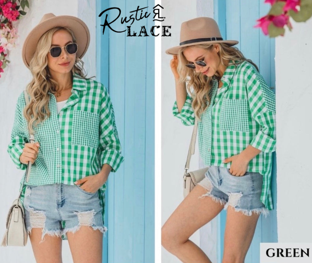 Check gingham shirt - Green