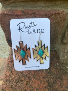 Earrings ~ Aztec turquoise and silver