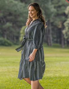 Lydia Midi Dress - Black and White