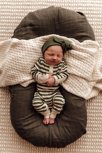Snuggle Hunny - Olive Stripe Growsuit Organic Baby Clothing